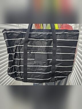 ALOHA Collection Black and White Striped Tote
